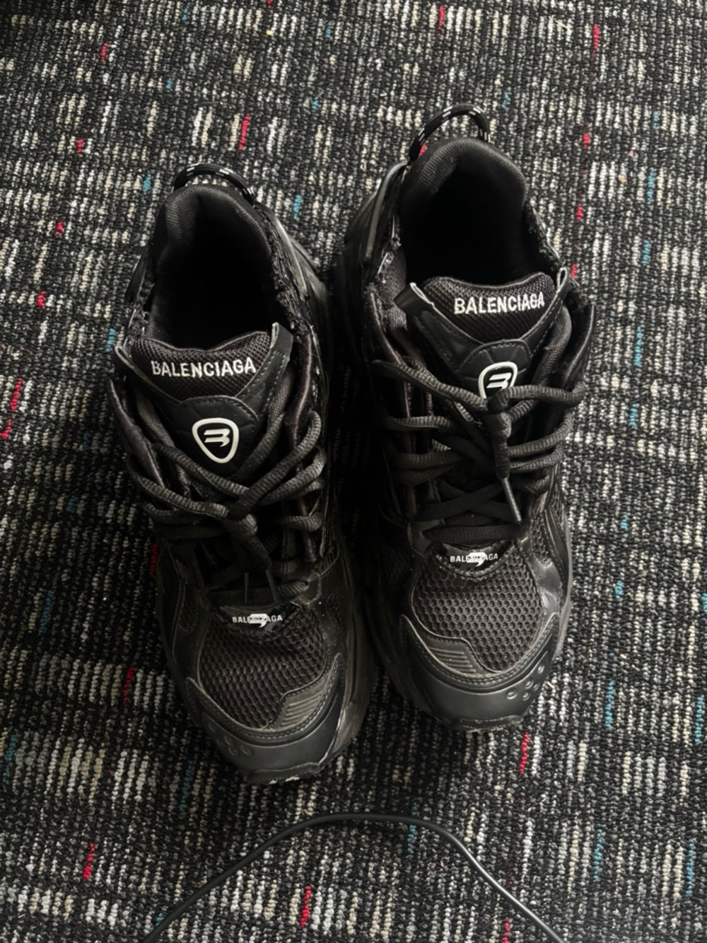 Balenciaga Men's Black Chunky Lace-Up Sneakers